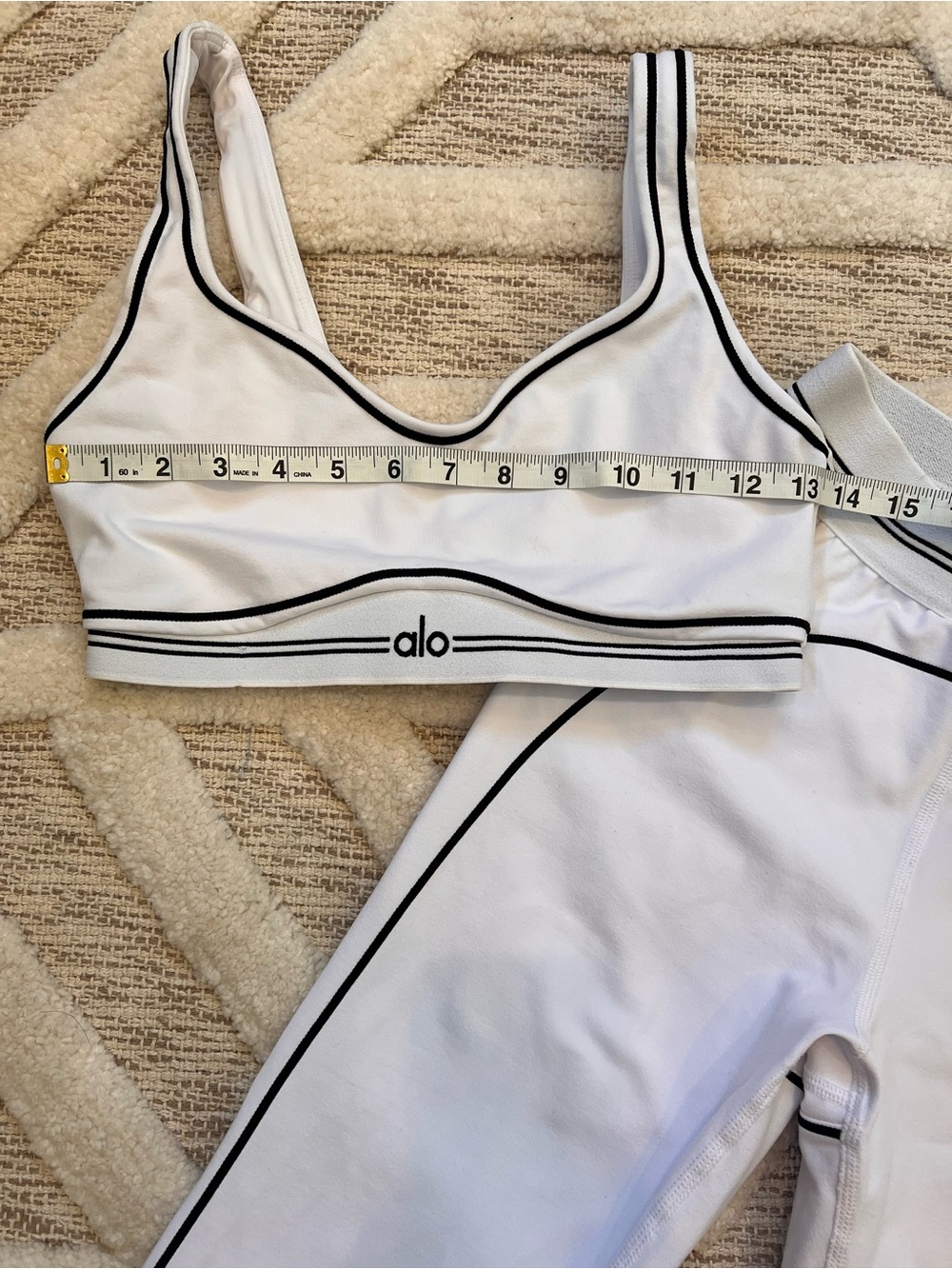 Set!(2)ALO Airbrush HighWaist Heart Throb Legging XS & Bra S White Black - Picture 8 of 16